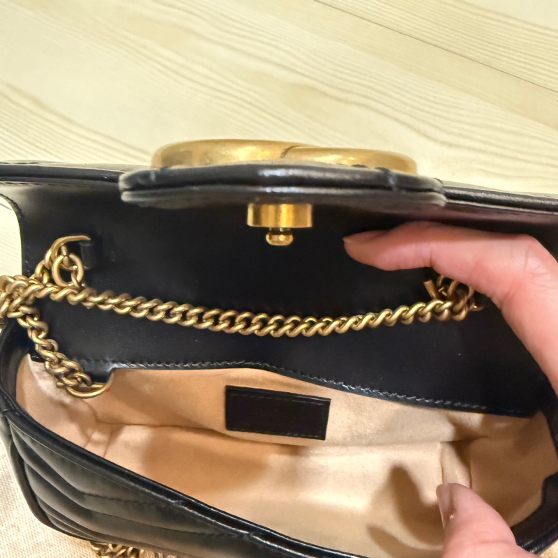 全新Gucci Super Mini Marmont 斜背包 黑色-8