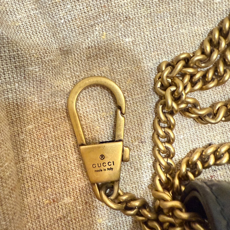 全新Gucci Super Mini Marmont 斜背包 黑色-9