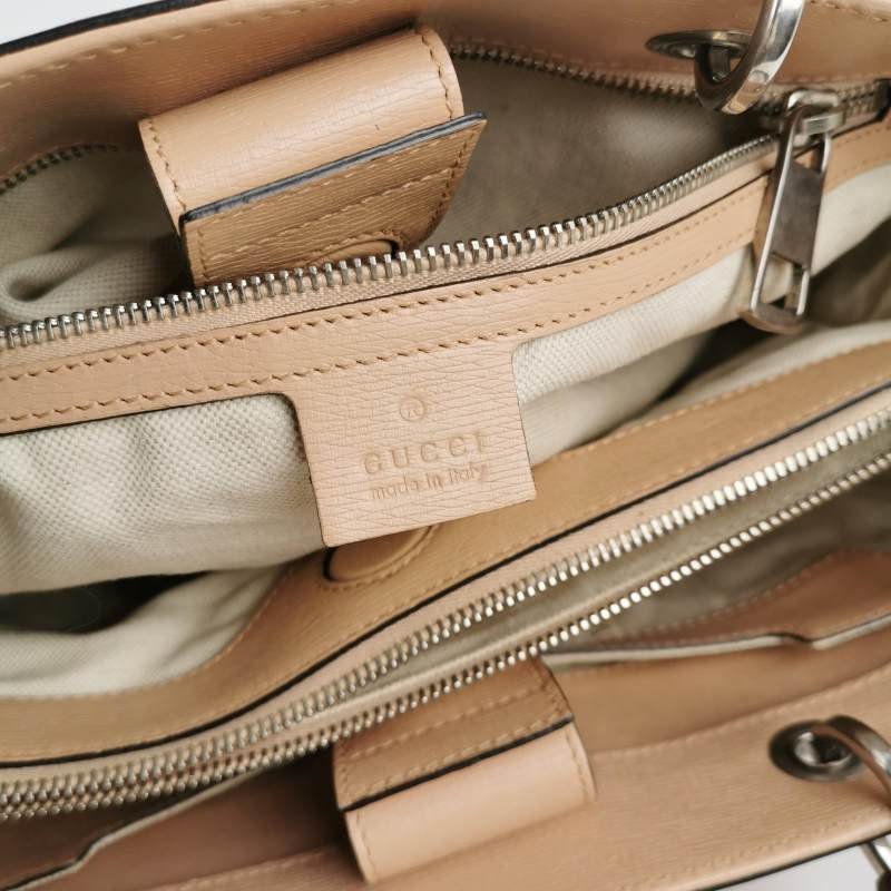 Gucci Bamboo Shopper牛皮花卉圖案字母logo竹節手柄斜挎包-7