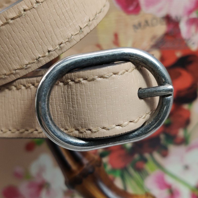 Gucci Bamboo Shopper牛皮花卉圖案字母logo竹節手柄斜挎包-11