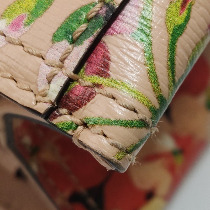 Gucci Bamboo Shopper牛皮花卉圖案字母logo竹節手柄斜挎包-13