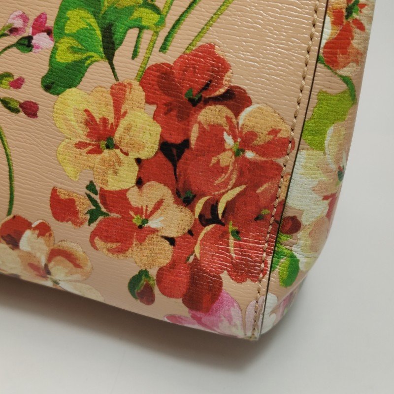 Gucci Bamboo Shopper牛皮花卉圖案字母logo竹節手柄斜挎包-18