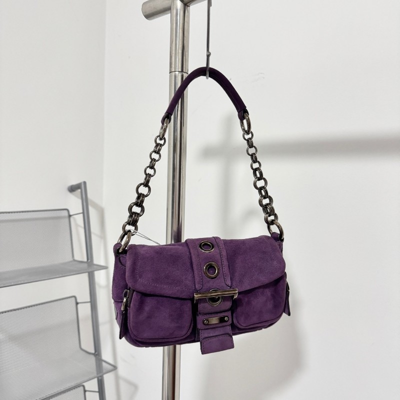 Prada紫色麂皮機車包 肩背包-0