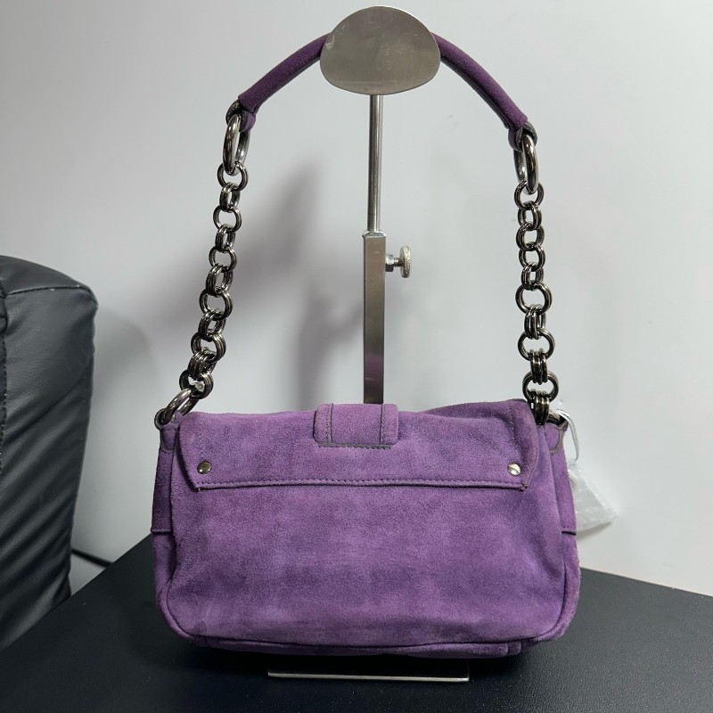 Prada紫色麂皮機車包 肩背包-2