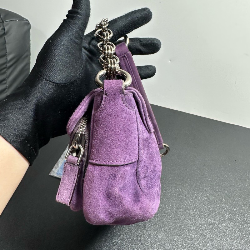 Prada紫色麂皮機車包 肩背包-4