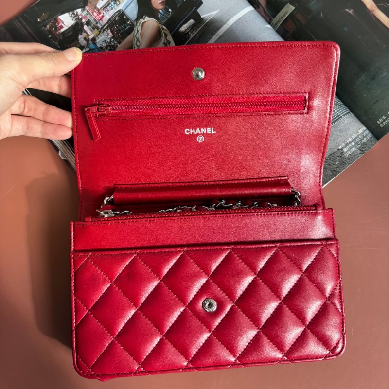 ::CHANEL:: 香奈兒經典菱格紋WOC紅色銀鍊-2