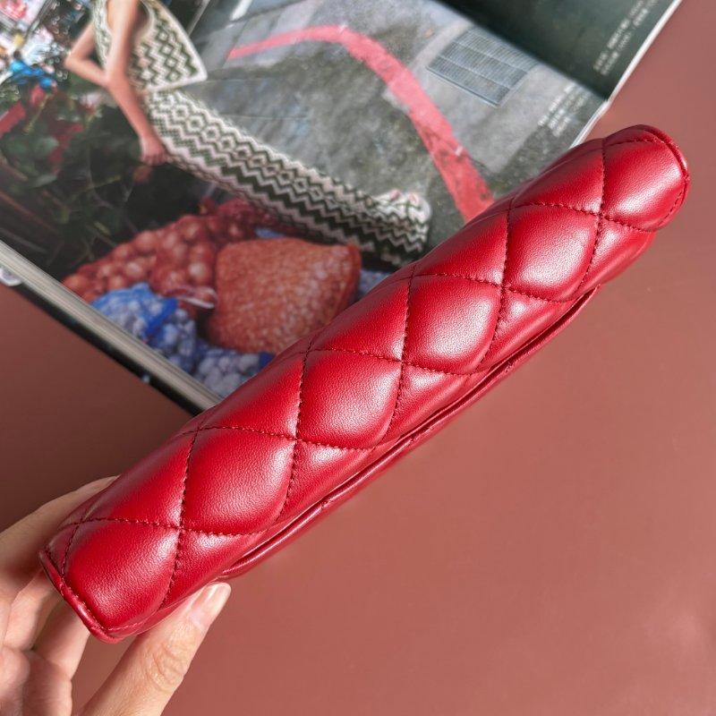 ::CHANEL:: 香奈兒經典菱格紋WOC紅色銀鍊-4