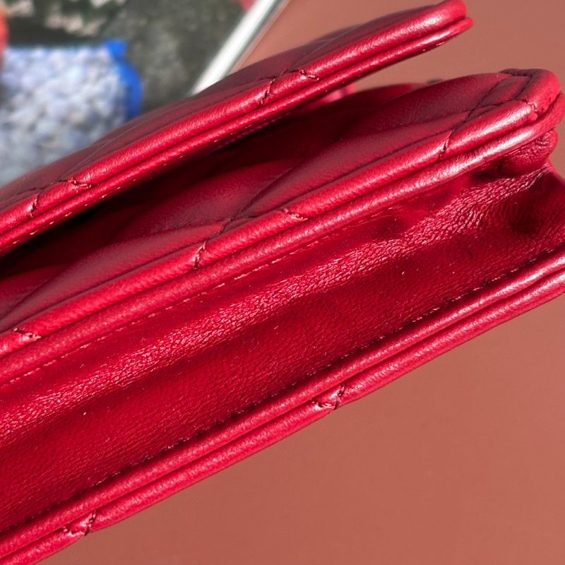 ::CHANEL:: 香奈兒經典菱格紋WOC紅色銀鍊-14