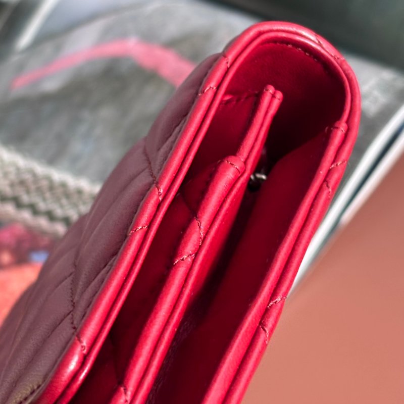 ::CHANEL:: 香奈兒經典菱格紋WOC紅色銀鍊-15