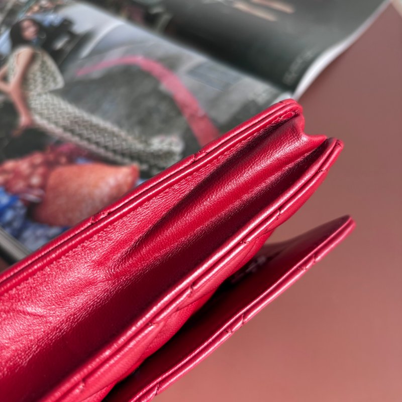 ::CHANEL:: 香奈兒經典菱格紋WOC紅色銀鍊-19