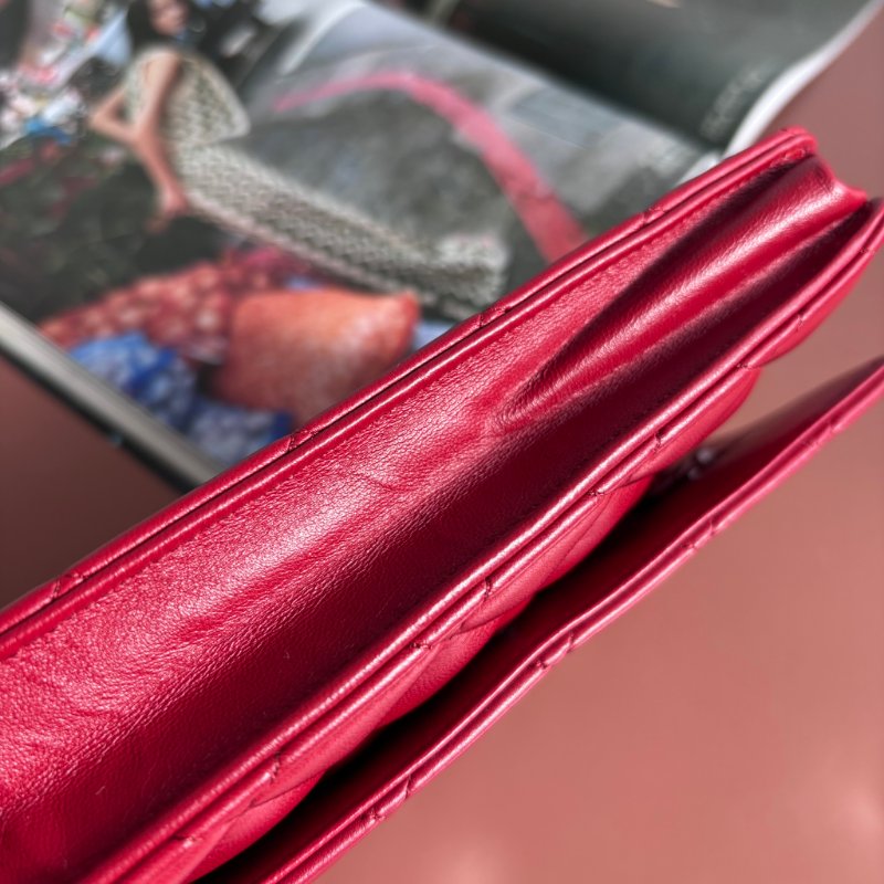 ::CHANEL:: 香奈兒經典菱格紋WOC紅色銀鍊-20