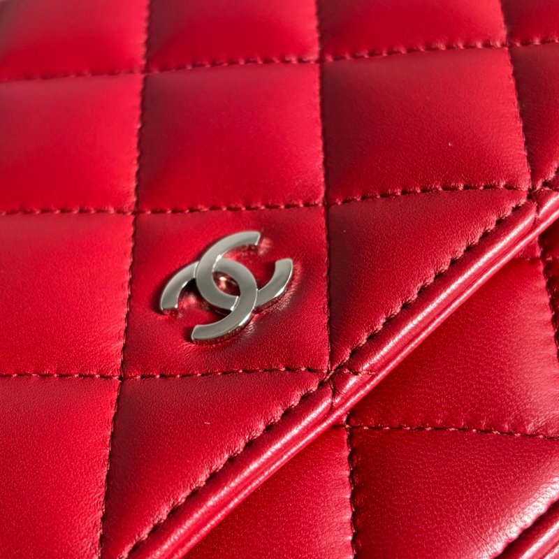 ::CHANEL:: 香奈兒經典菱格紋WOC紅色銀鍊-23