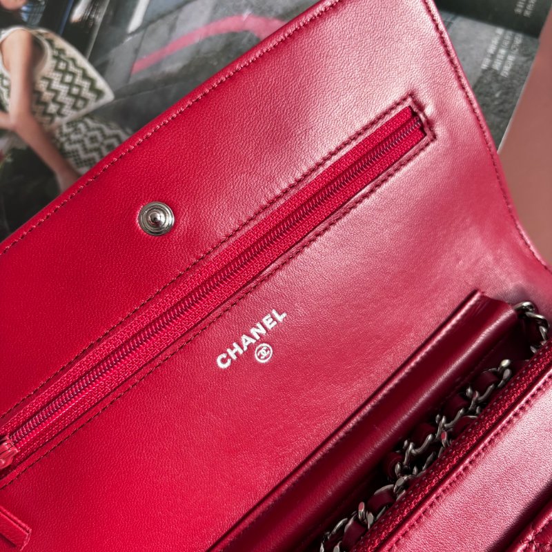::CHANEL:: 香奈兒經典菱格紋WOC紅色銀鍊-24