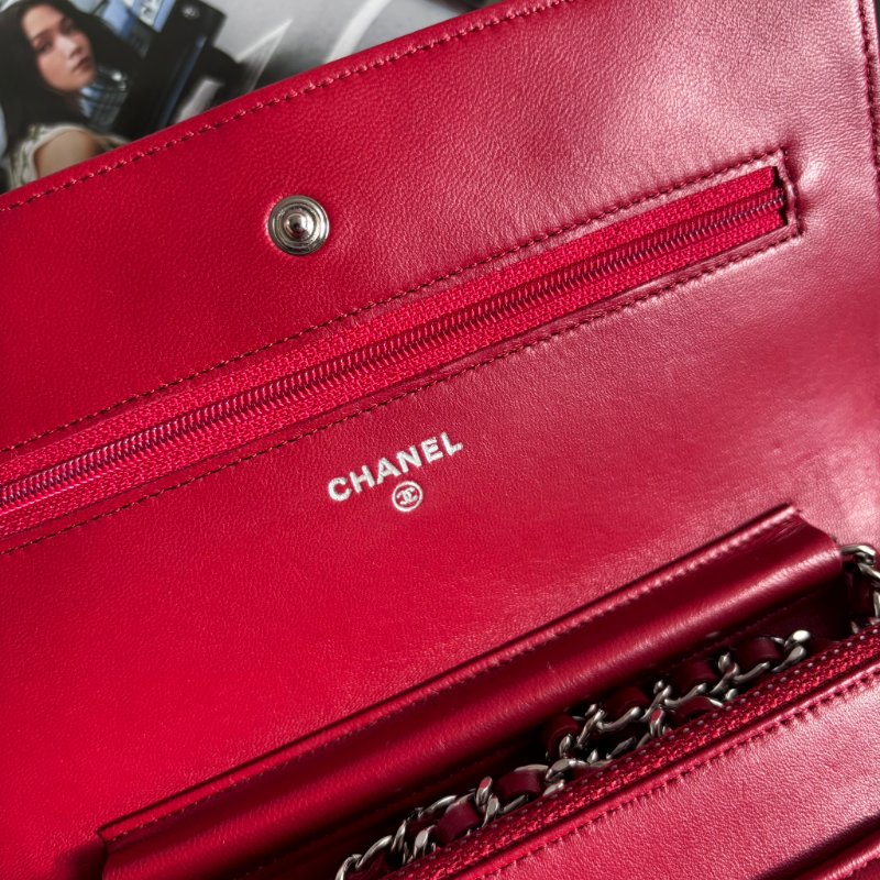 ::CHANEL:: 香奈兒經典菱格紋WOC紅色銀鍊-25