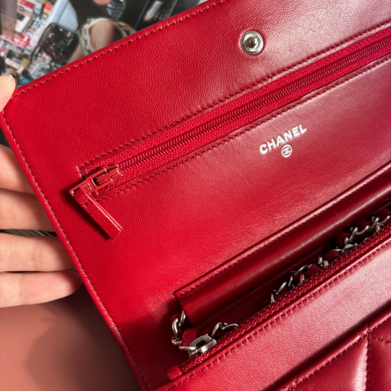 ::CHANEL:: 香奈兒經典菱格紋WOC紅色銀鍊-27