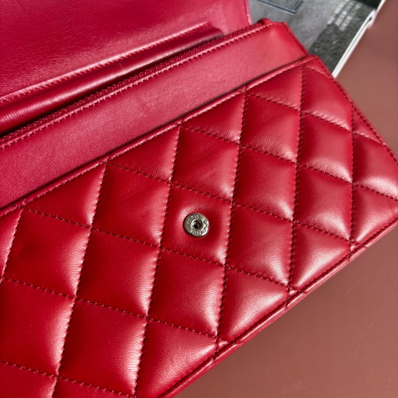 ::CHANEL:: 香奈兒經典菱格紋WOC紅色銀鍊-29