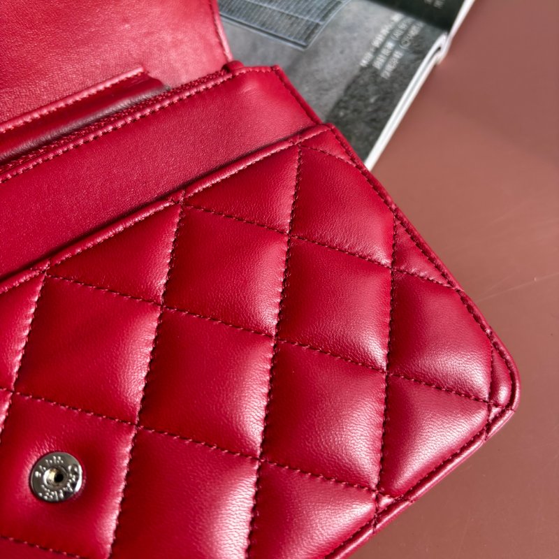 ::CHANEL:: 香奈兒經典菱格紋WOC紅色銀鍊-30