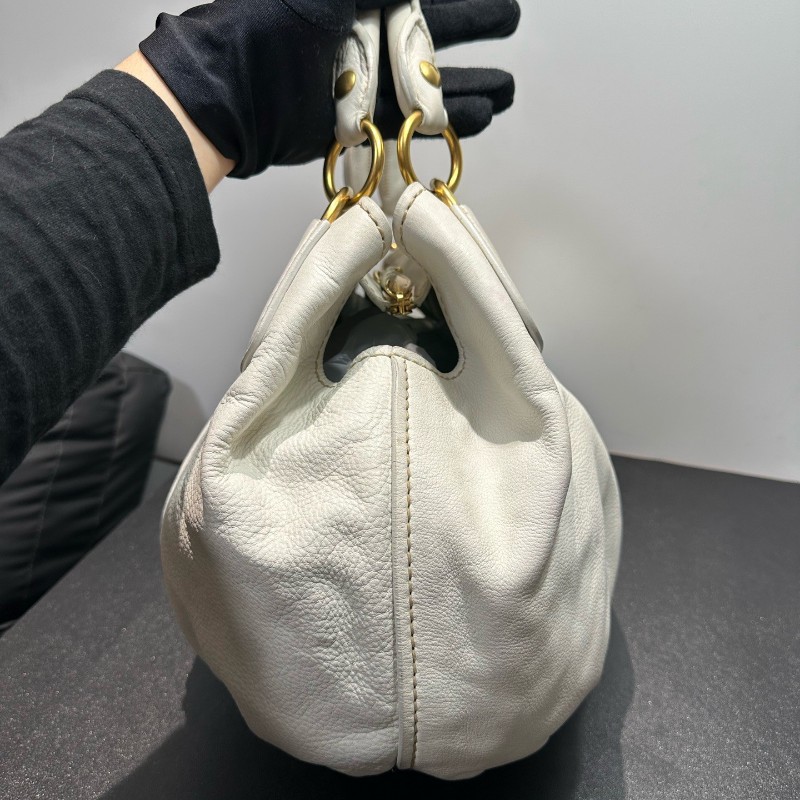 Miu Miu 白色全皮手提包肩背包-3