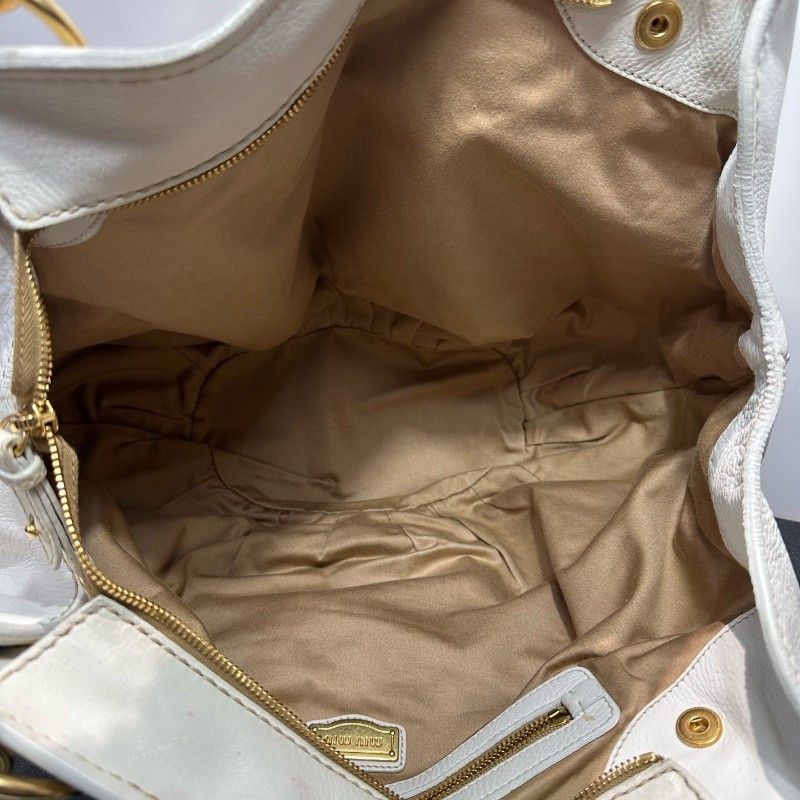 Miu Miu 白色全皮手提包肩背包-7