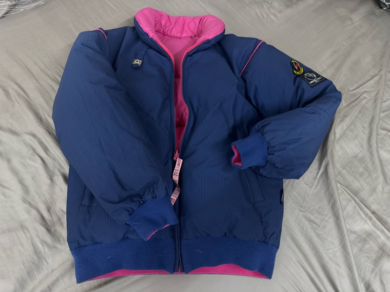 Moncler ASICS 滑雪雙面(粉紅色&海軍藍)尼龍拉鍊羽絨外套-1