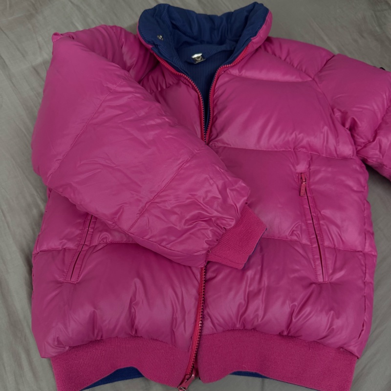 Moncler ASICS 滑雪雙面(粉紅色&海軍藍)尼龍拉鍊羽絨外套-6