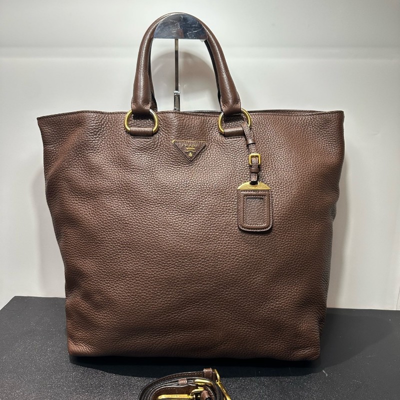 Prada  美拉德棕荔枝牛手提包肩背包 🉑拆卸肩帶-0