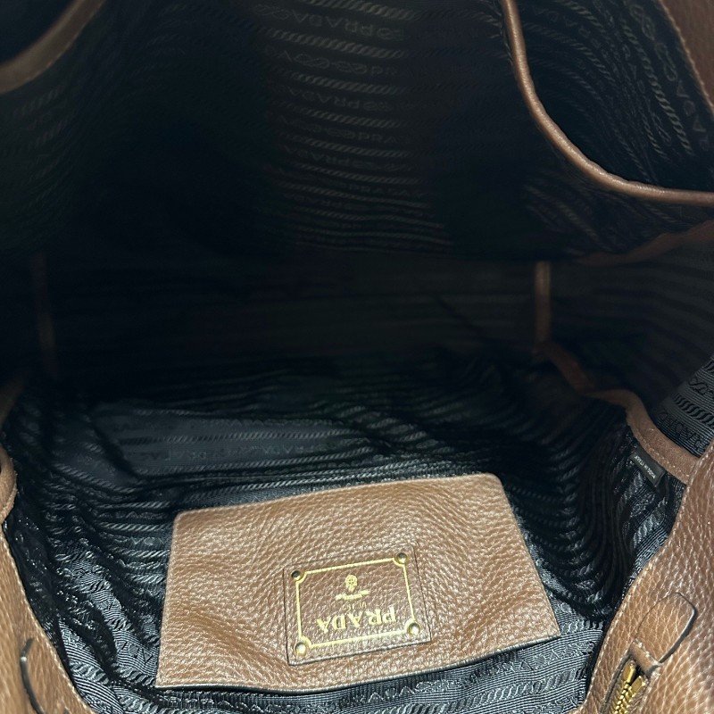 Prada  美拉德棕荔枝牛手提包肩背包 🉑拆卸肩帶-5