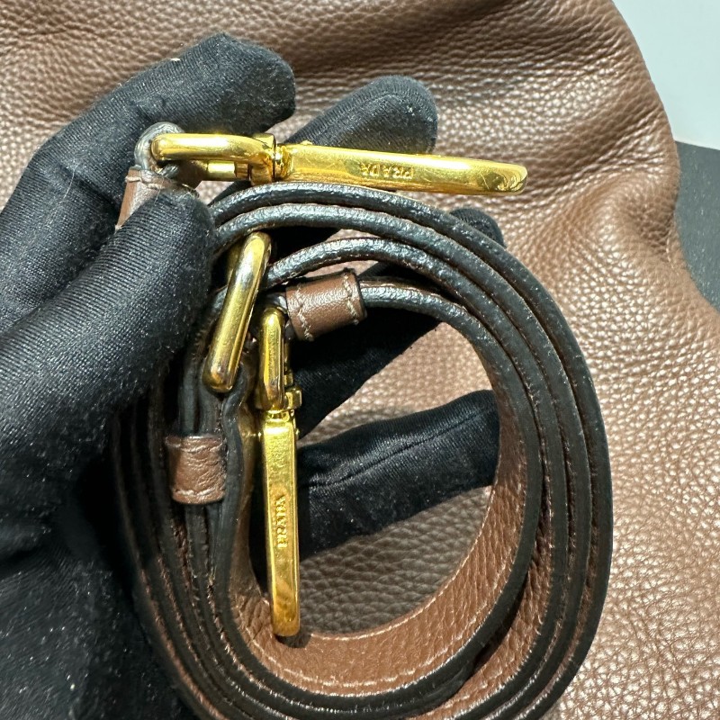 Prada  美拉德棕荔枝牛手提包肩背包 🉑拆卸肩帶-6