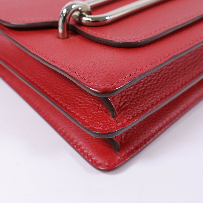 HERMES Evercolor皮革Mini Roulis銀扣肩背袋-8