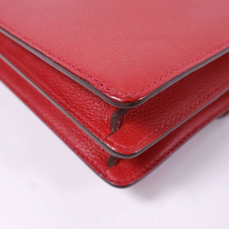 HERMES Evercolor皮革Mini Roulis銀扣肩背袋-11