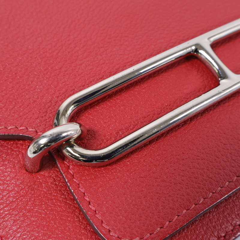 HERMES Evercolor皮革Mini Roulis銀扣肩背袋-12