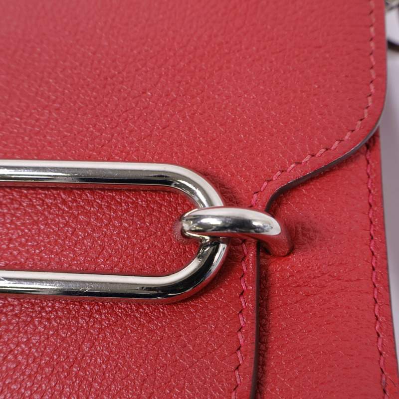 HERMES Evercolor皮革Mini Roulis銀扣肩背袋-13