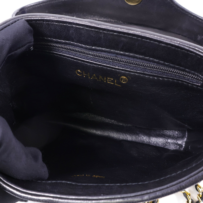 CHANEL 羊皮皮革Vintage Chain Shoulder金扣鏈帶肩背袋-5