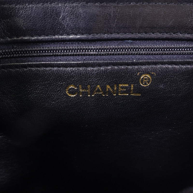 CHANEL 羊皮皮革Vintage Chain Shoulder金扣鏈帶肩背袋-6