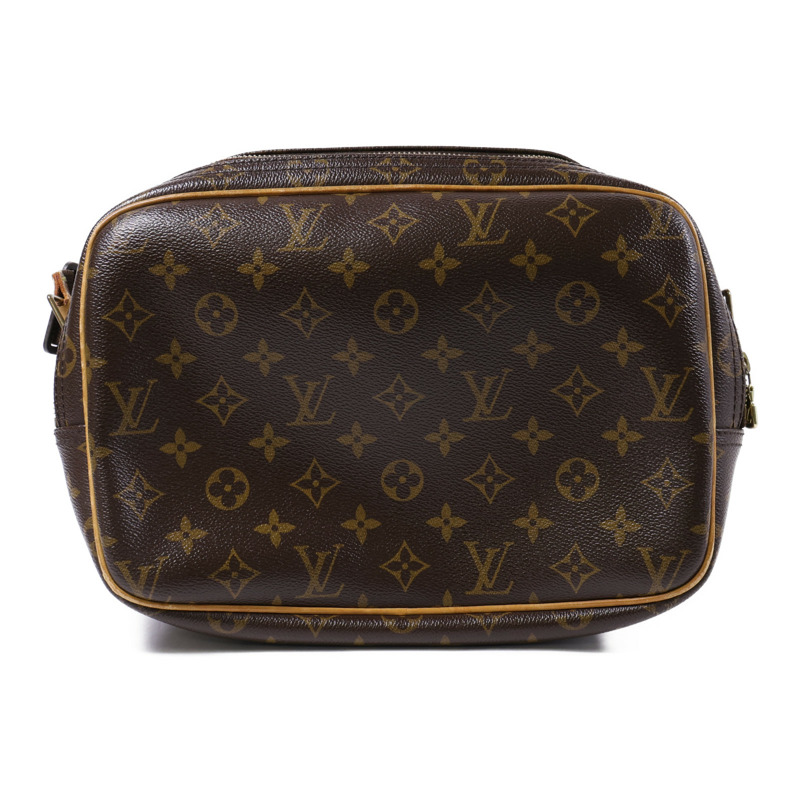 LOUIS VUITTON Monogram Reporter PM金扣肩背袋棕色-1