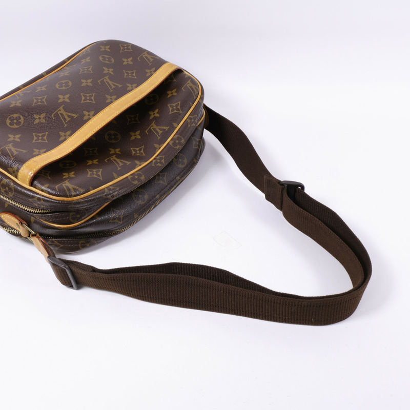 LOUIS VUITTON Monogram Reporter PM金扣肩背袋棕色-10