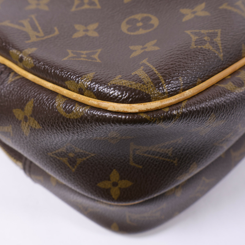 LOUIS VUITTON Monogram Reporter PM金扣肩背袋棕色-13