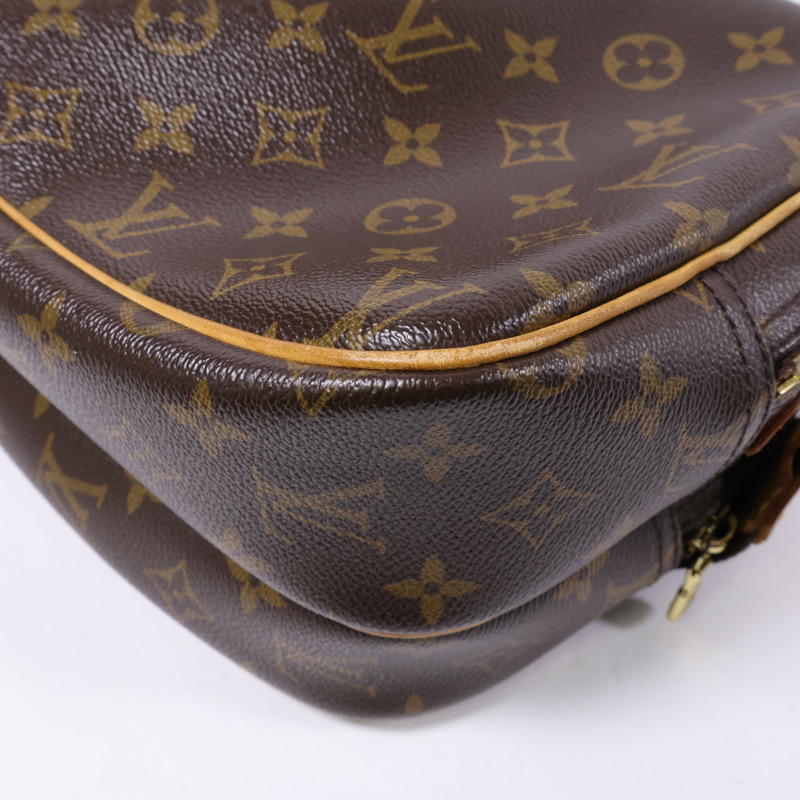 LOUIS VUITTON Monogram Reporter PM金扣肩背袋棕色-14