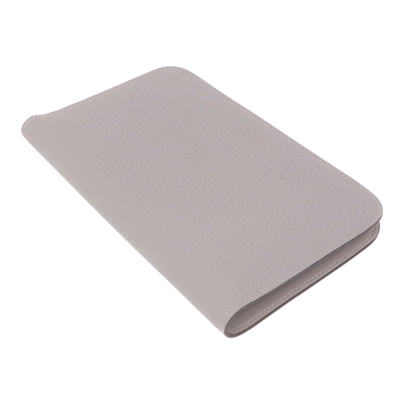 HERMES Clemence皮革Dogon GM銀扣長錢包Gris Mouette-4