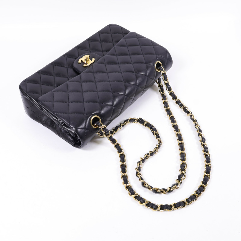 CHANEL 羊皮皮革Classic 25金扣手挽肩背兩用袋-6