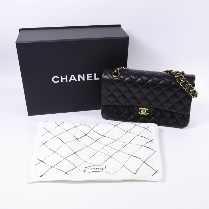 CHANEL 羊皮皮革Classic 25金扣手挽肩背兩用袋-15