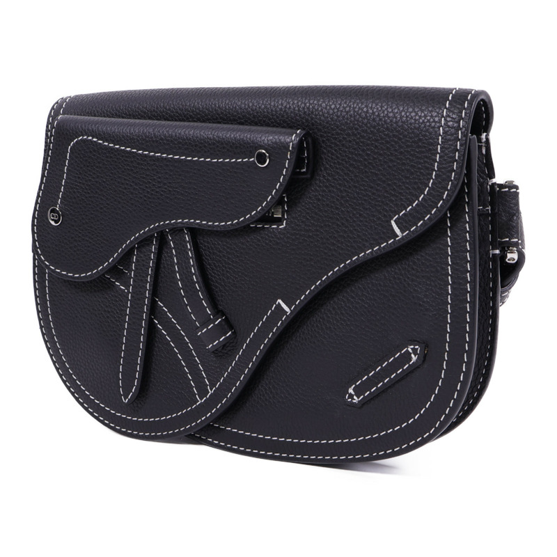 Dior 牛皮皮革Saddle Bag銀扣肩背袋-2