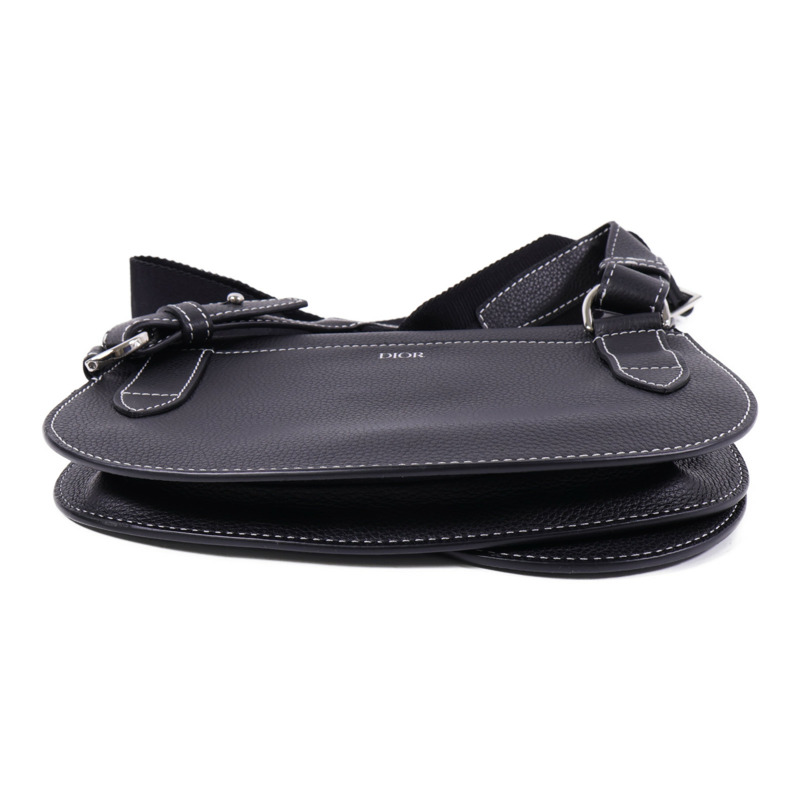 Dior 牛皮皮革Saddle Bag銀扣肩背袋-3