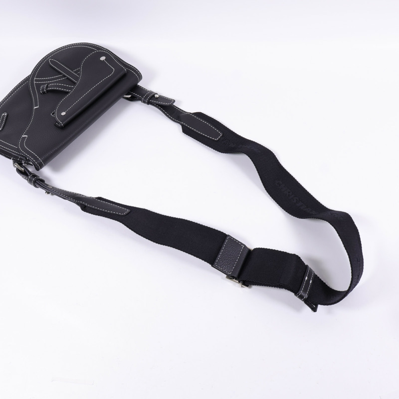Dior 牛皮皮革Saddle Bag銀扣肩背袋-4