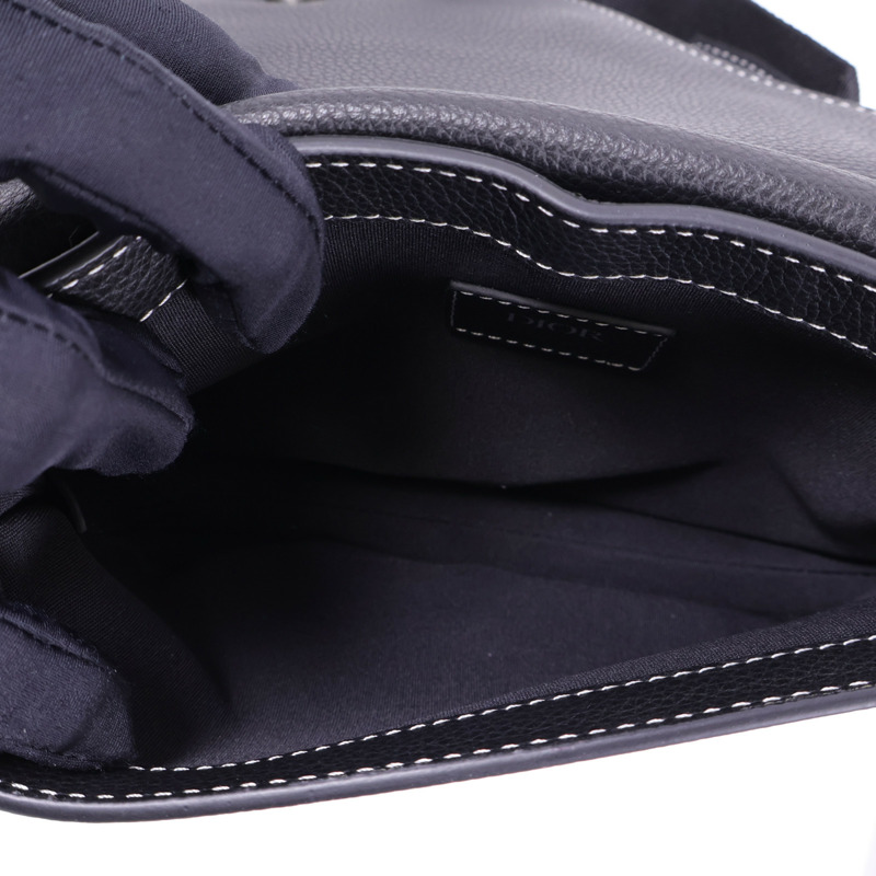 Dior 牛皮皮革Saddle Bag銀扣肩背袋-5