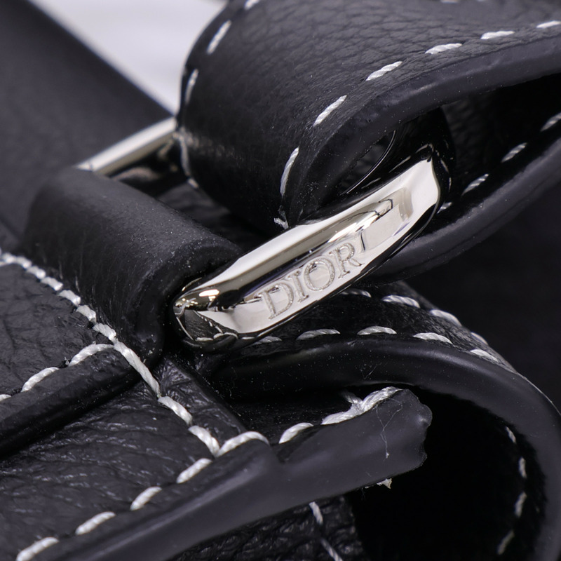 Dior 牛皮皮革Saddle Bag銀扣肩背袋-9