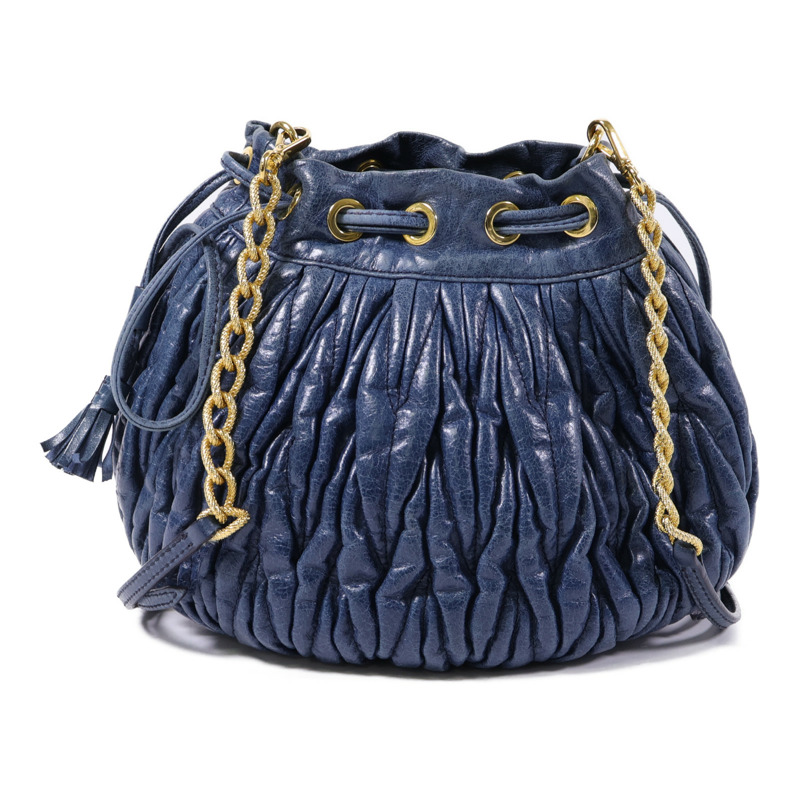 Miu Miu 牛皮皮革Chain Shoulder金扣鏈帶肩背袋-2