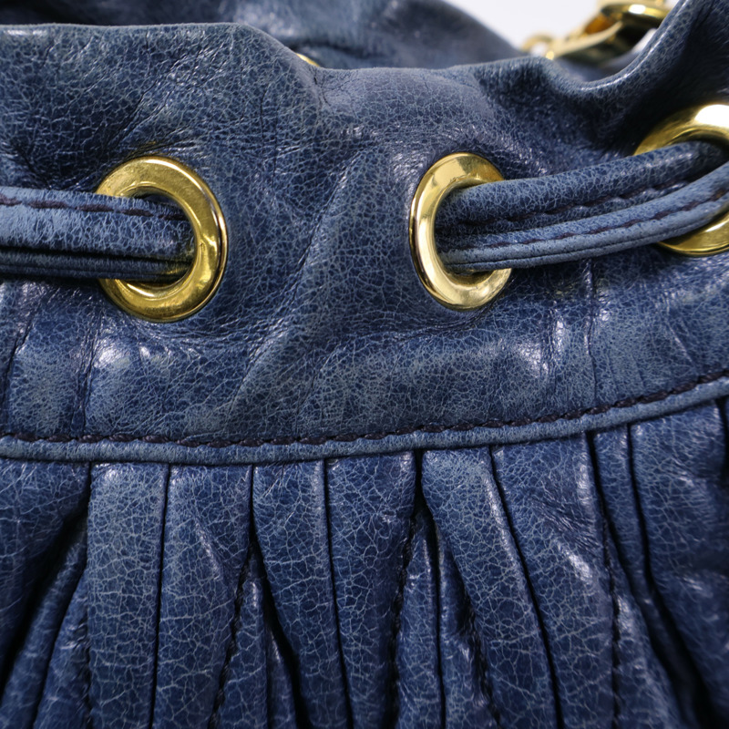 Miu Miu 牛皮皮革Chain Shoulder金扣鏈帶肩背袋-12