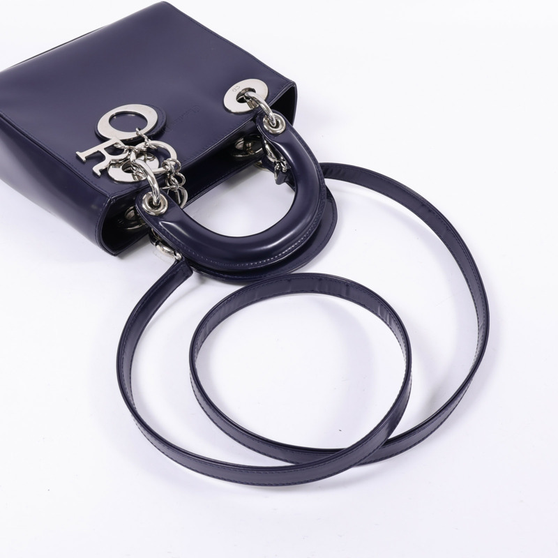 Dior 牛皮皮革Mini Lady Dior銀扣手挽肩背兩用袋-4