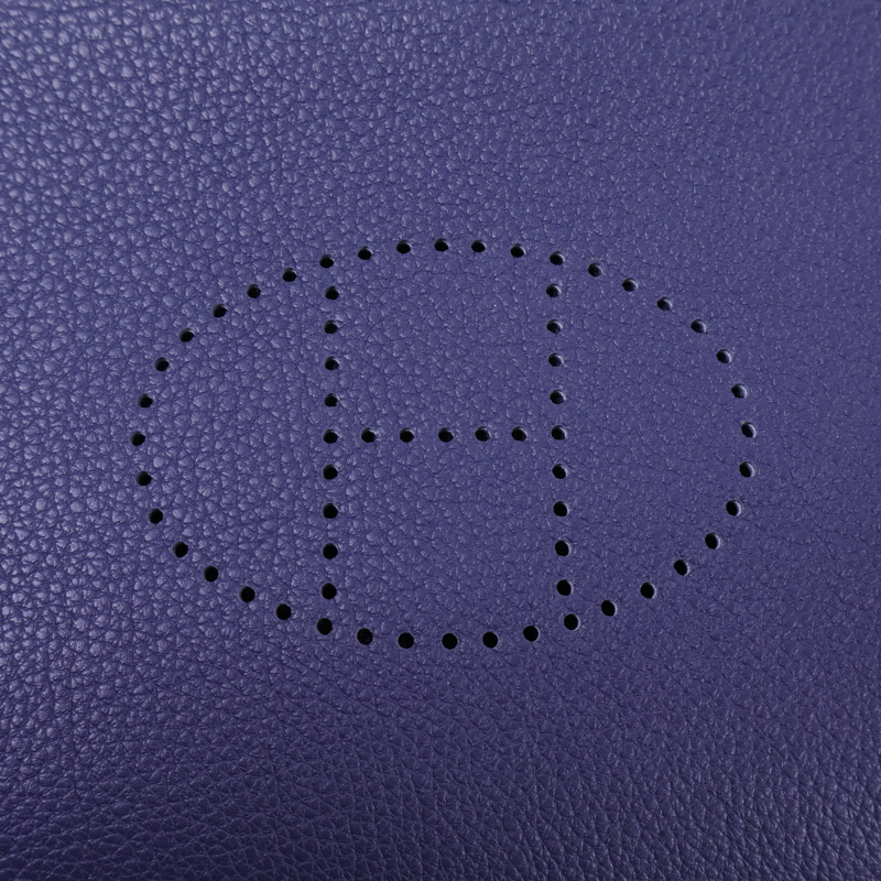 HERMES Togo皮革Videpoches銀扣肩背袋Bleu De Prusse-9